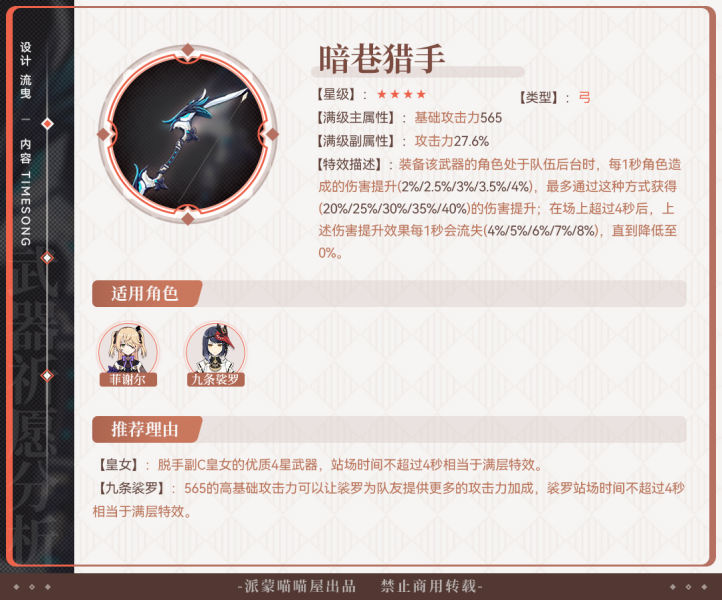 原神暗巷猎手怎么样90级属性介绍-原神暗巷猎手适合谁绝版了吗