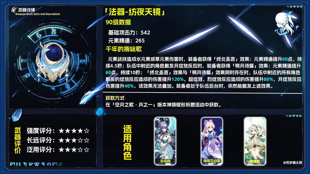 原神纺夜天镜强度分析，触发门槛与适配角色详解